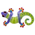 T.I. Design Gecko 15-Inch x 10-Inch Metal Wall Art in Purple/Green ...