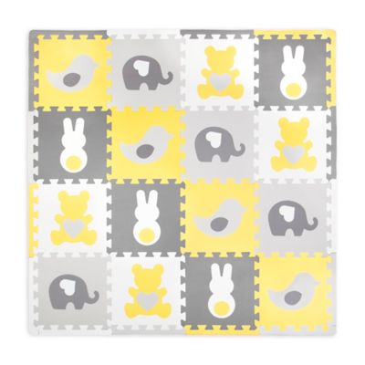 Tadpoles&trade; by Sleeping Partners 16-Piece Tedd &amp; Friends Play Mat in Yellow/Grey