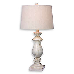 Fangio Lighting Martin Richard Table Lamp in White with Linen Shade
