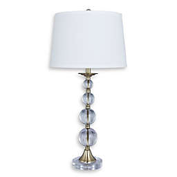 Fangio Lighting Crystal and Metal Stacked Table Lamp in Antique Brass with Empire Shade