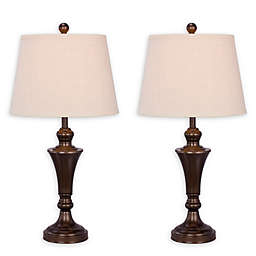 Fangio Lighting Metal Table Lamp with Fabric Shade (Set of 2)