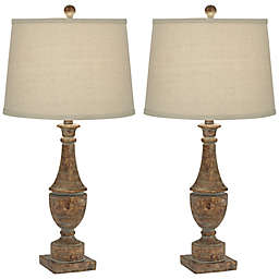 Pacific Coast® Lighting Faux Wood Turning 1-Light Table Lamps (Set of 2)