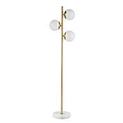 INK+IVY Holloway 3-Light Floor Lamp in Gold with White Glass Shades