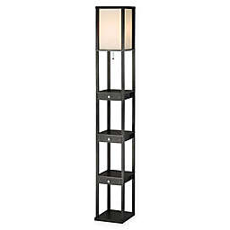 Adesso® Murray 3-Drawer Shelf Lamp in Black with Fabric Shade