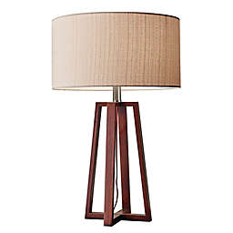 Adesso® Quinn Table Lamp in Walnut with Fabric Shade