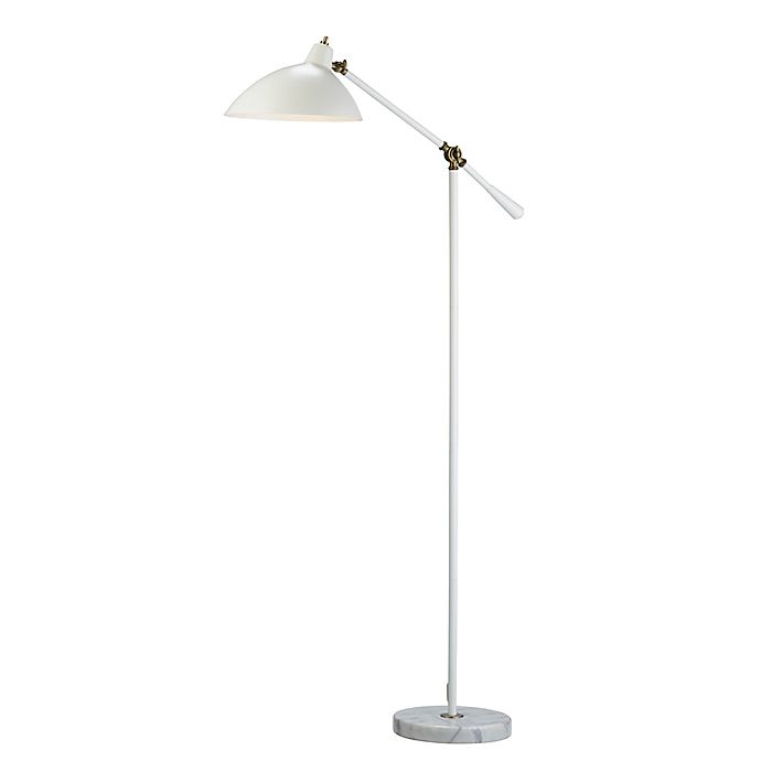 Adesso Peggy Floor Lamp In Antique, Floor Lamp With White Shade