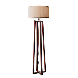 Adesso® Quinn Floor Lamp in Walnut with Fabric Shade
