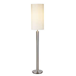 Adesso® Hollywood Floor Lamp in Satin Steel with Ivory Silk Shade