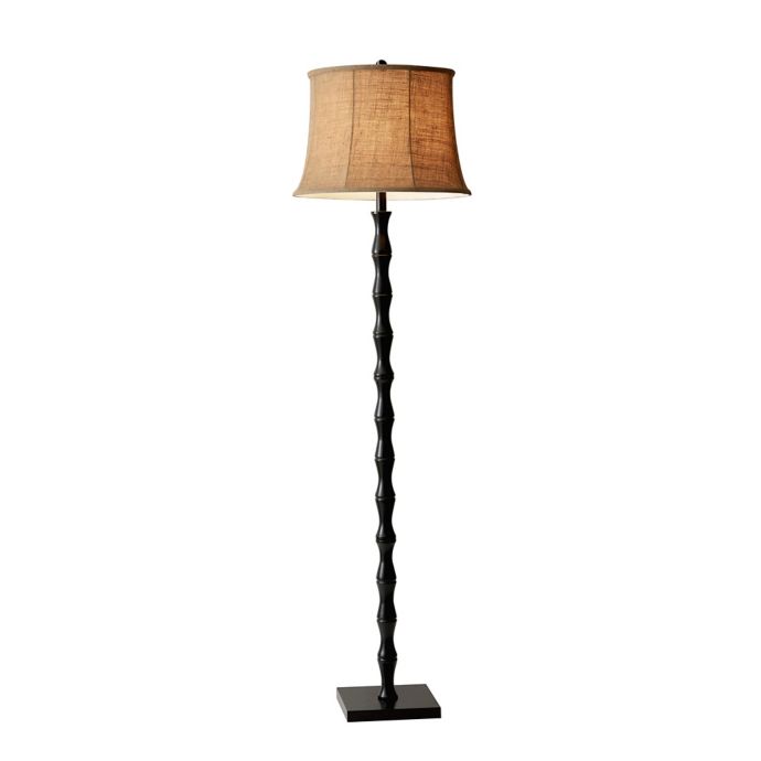 Adesso® Stratton Floor Lamp in Black with Brown Burlap ...