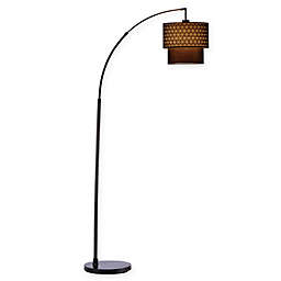 Adesso® Gala Arc Floor Lamp in Black with Fabric Shade