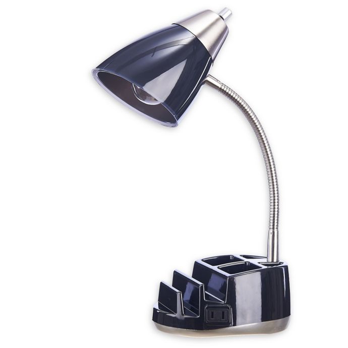 Tensor Organizer Desk Lamp in Black with Power Outlet Bed Bath & Beyond