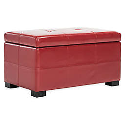 Safavieh Hudson Leather Maiden Tufted Small Storage Bench in Red
