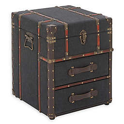 Ridge Road Décor Square Trunk Style Wooden Side Table in Dark Blue