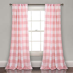 Kelley Checker Back Tab 84-Inch Window Curtain Panels in Pink (Set of 2)
