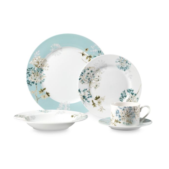 Mikasa Silk Floral Teal 5 Piece Dinnerware Set Bed Bath Beyond