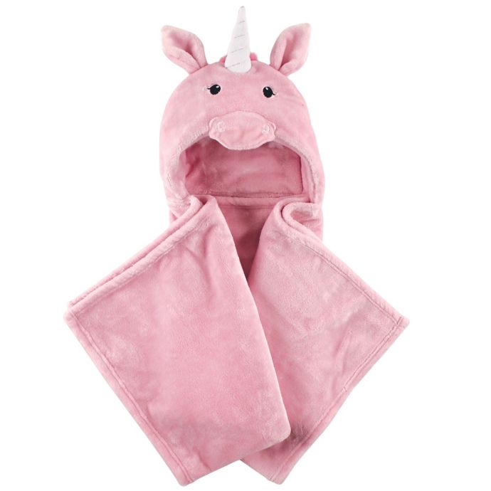 Hudson Baby® Plush Unicorn Hooded Blanket in Pink | buybuy ...