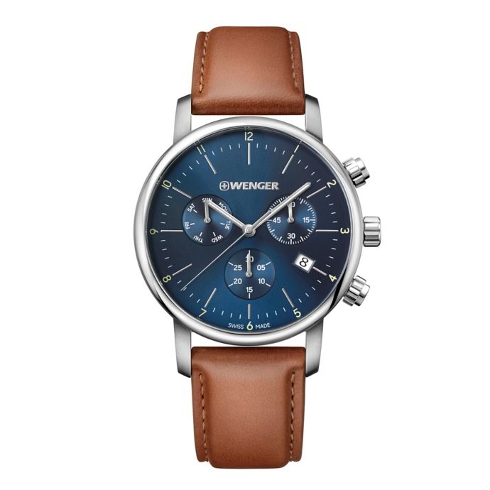 Wenger Urban Classic Men's 42mm Watch in Stainless Steel w/ Blue Dial ...