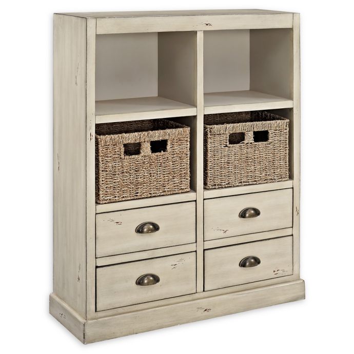 Powell Mina 2 Basket Console In Cream Bed Bath Beyond