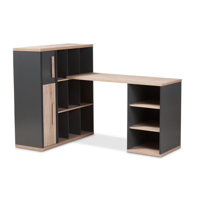 Baxton Studio Pandora Two Tone Study Desk With Shelving Unit In