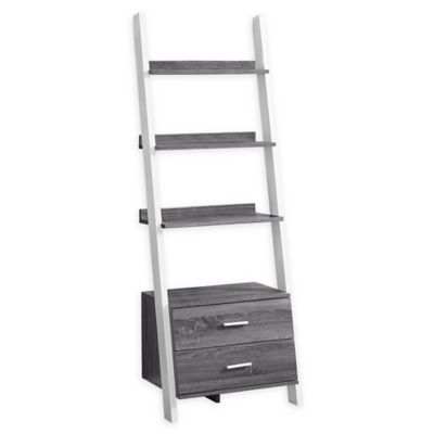 Monarch Specialties 69-Inch Ladder Bookcase with 2 Storage Drawers