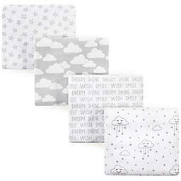 Hudson Baby® Cloud Flannel 4-Pack Receiving Blankets in Grey