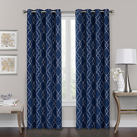 Alternate image 1 for Brent Grommet 108-Inch 100% Blackout Window Curtain Panel in Navy (Single)