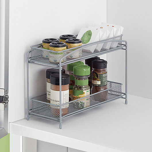Org 2 Tier Mesh Spice Organizer In, Bathroom Cabinet Organizers Bed Bath And Beyond