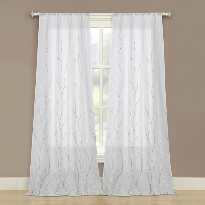 Laura Ashley Vine Embroidered Rod Pocket Window Curtain Panel
