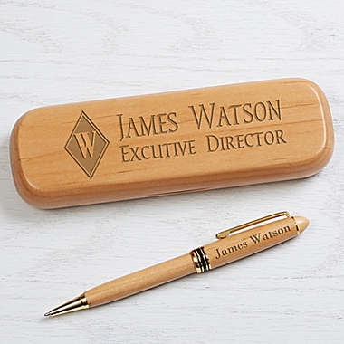 Executive Monogram Personalized Alderwood Pen Set. View a larger version of this product image.