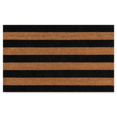Erin Gates Park Stripe Coir Door Mat in Black