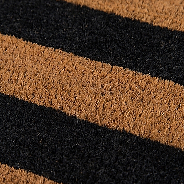 Erin Gates Park Stripe Coir Door Mat in Black. View a larger version of this product image.
