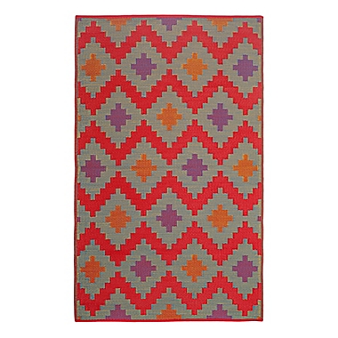 FH Home Jakarta Recycled Patio Mat in Red. View a larger version of this product image.
