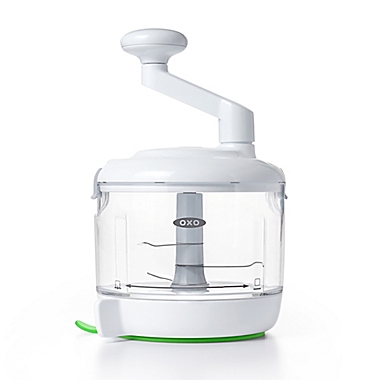 OXO Good Grips&reg; One Stop Chop Manual Food Processor in White/Green. View a larger version of this product image.