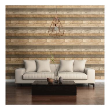A-Street Prints Weathered Plank Wallpaper in Wheat | Bed Bath & Beyond