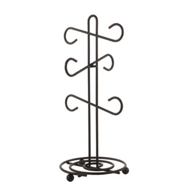 Spectrum&trade; Scroll Metal 6-Mug Holder in Black. View a larger version of this product image.