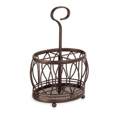 Spectrum Leaf Metal Flatware Caddy in Bronze. View a larger version of this product image.