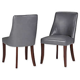 Simpli Home Walden Faux Leather Deluxe Dining Chairs in Stone Grey (Set of 2)