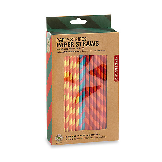 Alternate image 1 for Kikkerland® Design 144-Pack Paper Straws in Multi Stripe