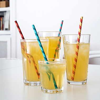 Kikkerland&reg; Design 144-Pack Paper Straws in Multi Stripe. View a larger version of this product image.