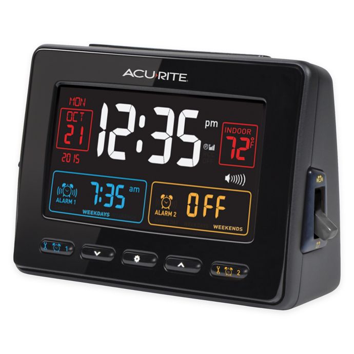 Acurite Atomic Dual Alarm Clock With Indoor Temperature In Black Bed Bath Beyond