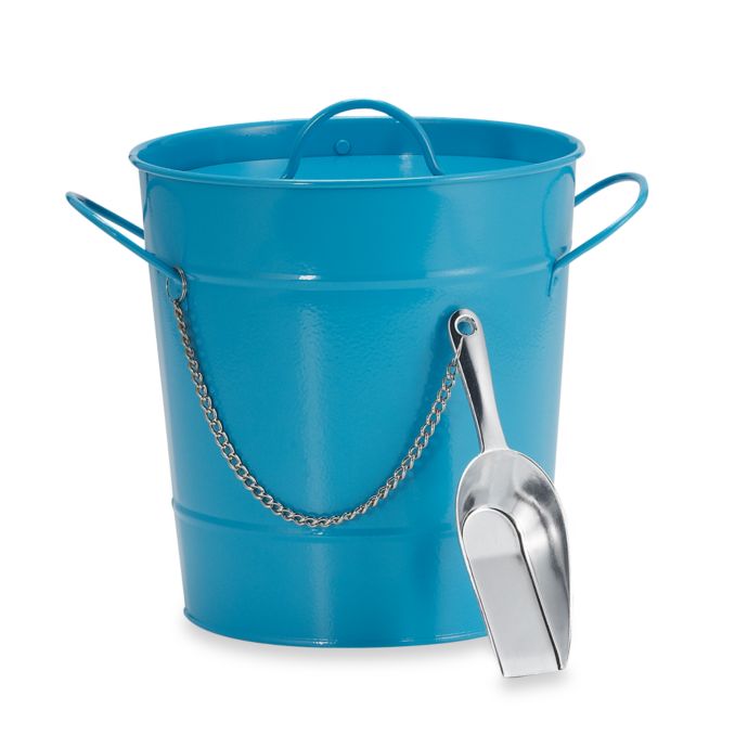 Blue Metal Ice Bucket and Ice Scooper | Bed Bath & Beyond