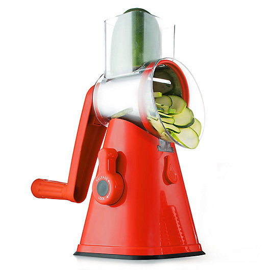 Alternate image 1 for NutriSlicer™ 3-in-1 Spinning/Rotating Mandoline and Countertop Food Slicer in Red