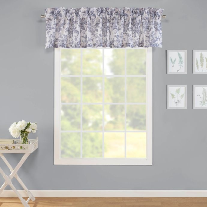 Laura Ashley Annalise Pleated Floral Toile Valence In Medium Grey