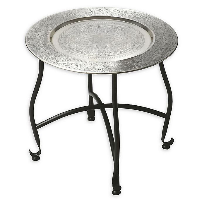 Butler Round Metal Moroccan Tray Table, Round Metal Tray Table