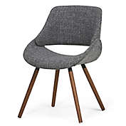 Simpli Home Malden Woven Fabric Bentwood Dining Chair with Wood Back in Grey