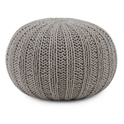 Simpli Home Shelby Cotton Hand Knit Round Pouf