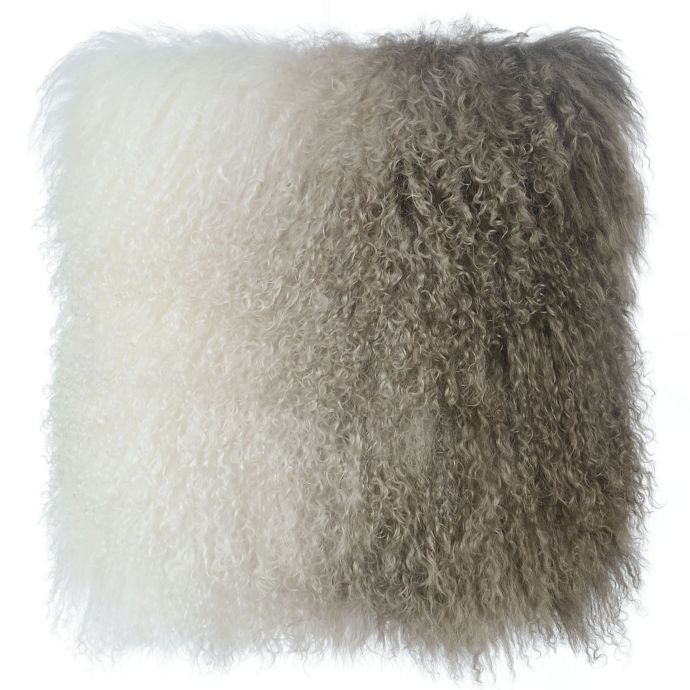 Tov Furniture Tibetan Sheepskin Square Throw Pillow In White Brown