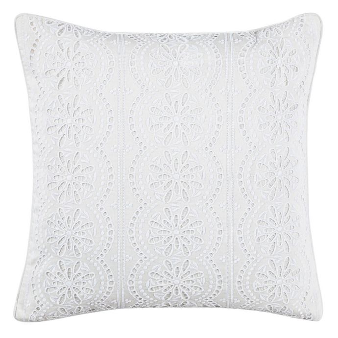 Laura Ashley Alaina Lace Square Thow Pillow In White Bed Bath