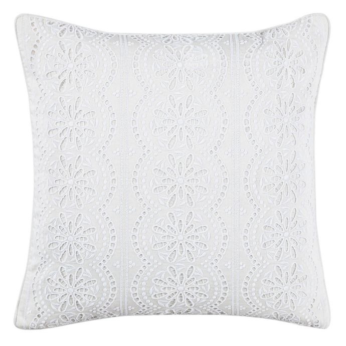 Laura Ashley Alaina Lace Square Thow Pillow In White Bed Bath