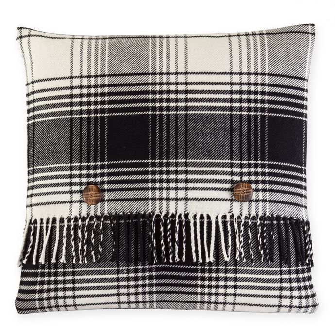 Pendleton Warren Plaid Square Throw Pillow In Black White Bed